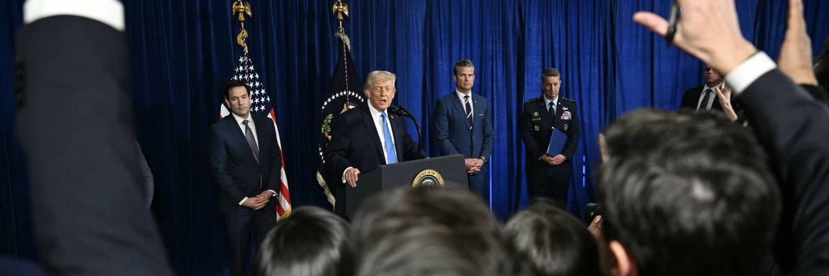 Trump speaks to reporters.