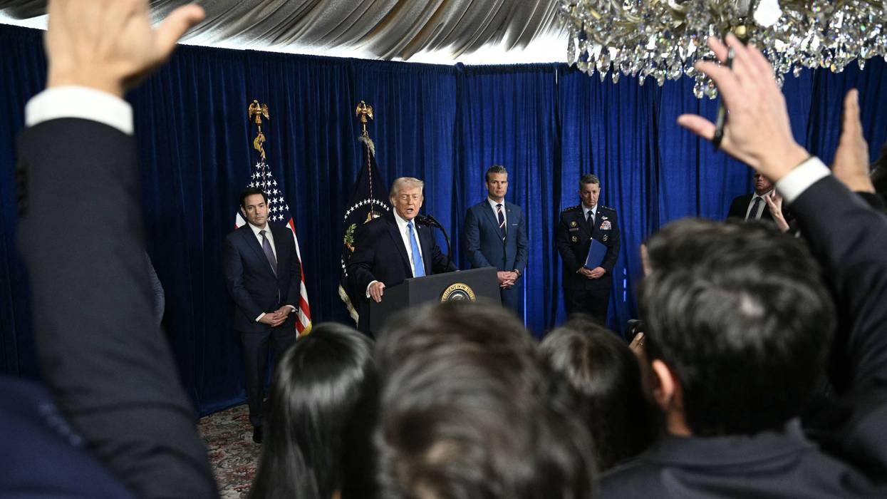 Trump speaks to reporters.