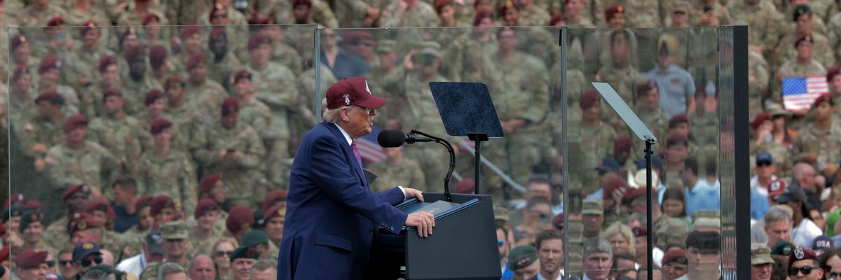 Trump speaks to U.S. troops at Fort Bragg.