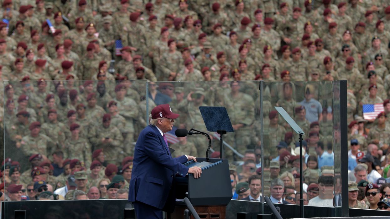 Trump speaks to U.S. troops at Fort Bragg.