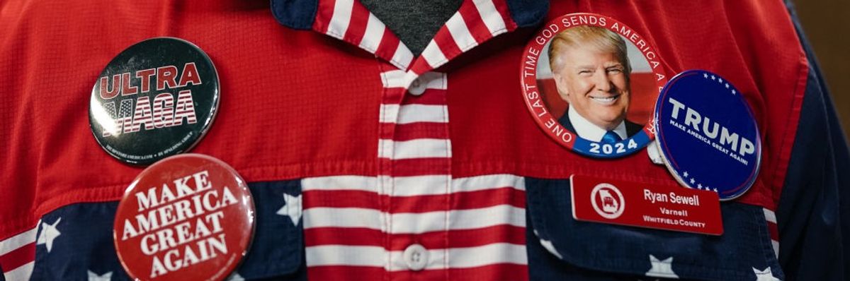 Trump supporter with buttons