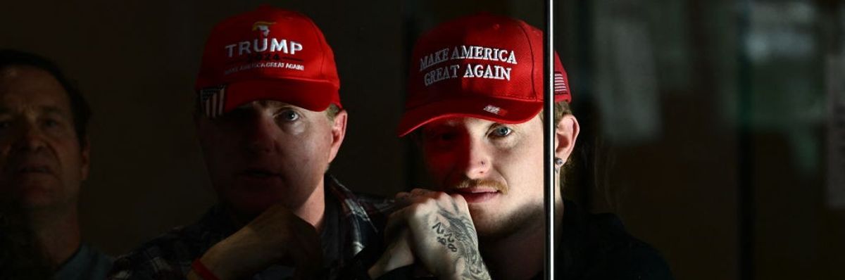 Trump supporters in MAGA hats