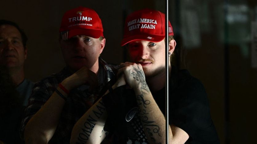 Trump supporters in MAGA hats