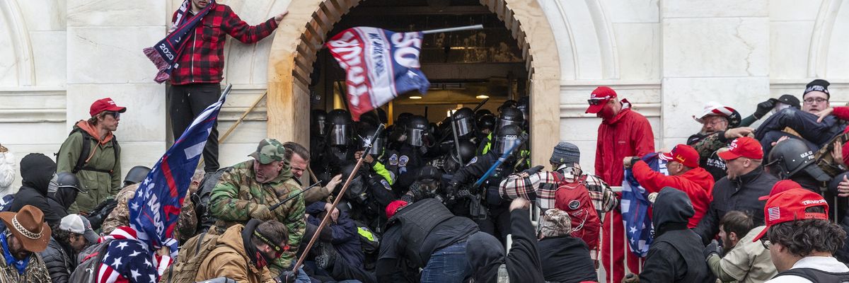 Trump supporters storm the U.S. Capitol building in Washington, D.C. on January 6, 2021.