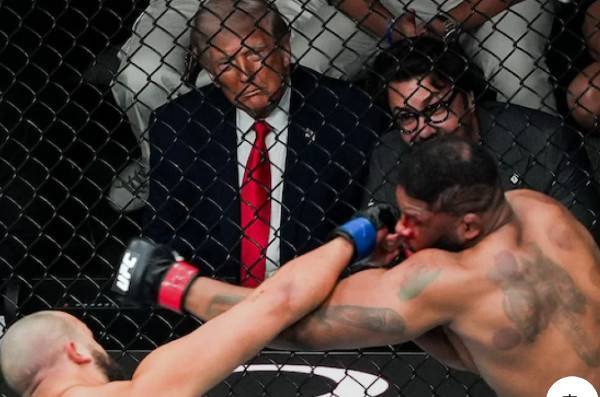 Trump watches guys maul each other