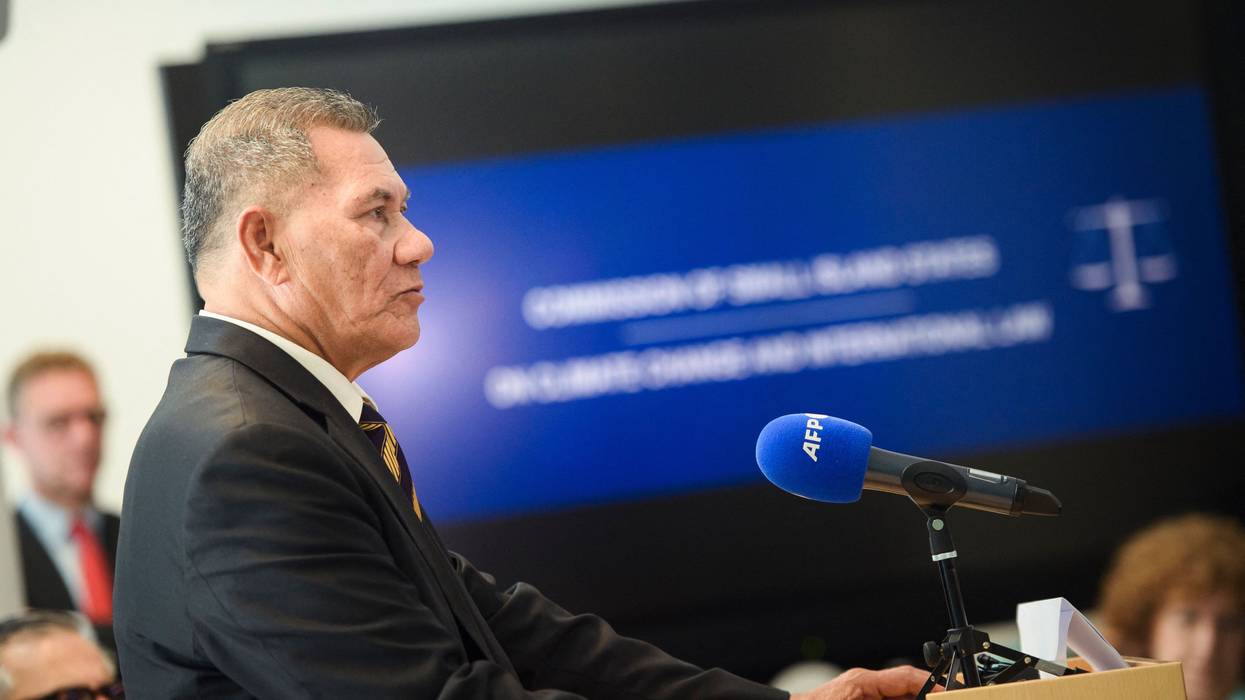 Tuvaluan Prime Minister Kausea Natano speaks in Hamburg