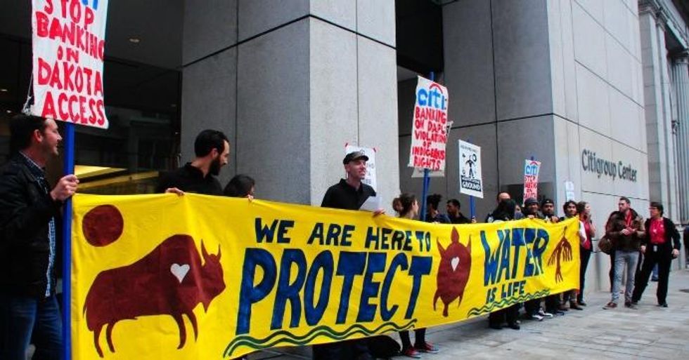 Twelve activists were arrested during an occupation of the Citigroup Center lobby in San Francisco last month, calling on the bank to stop financing the Dakota Access pipeline. (Photo: Ethan Buckner/Diablo Rising Tide)