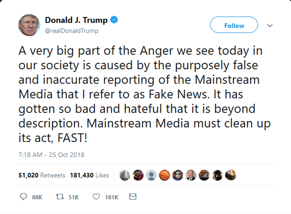 Twitter: Trump blames media