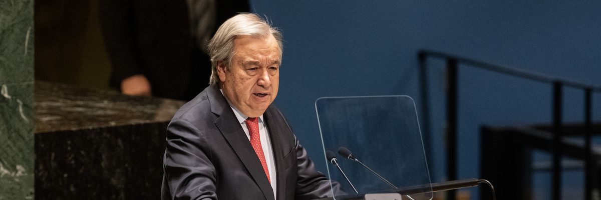 U.N. Secretary-General Antonio Guterres delivers a speech