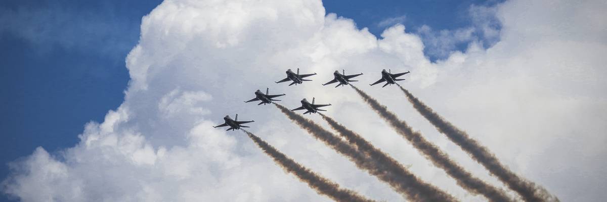 U.S. Air Force Thunderbirds perform above Falcon Stadium in Colorado Springs