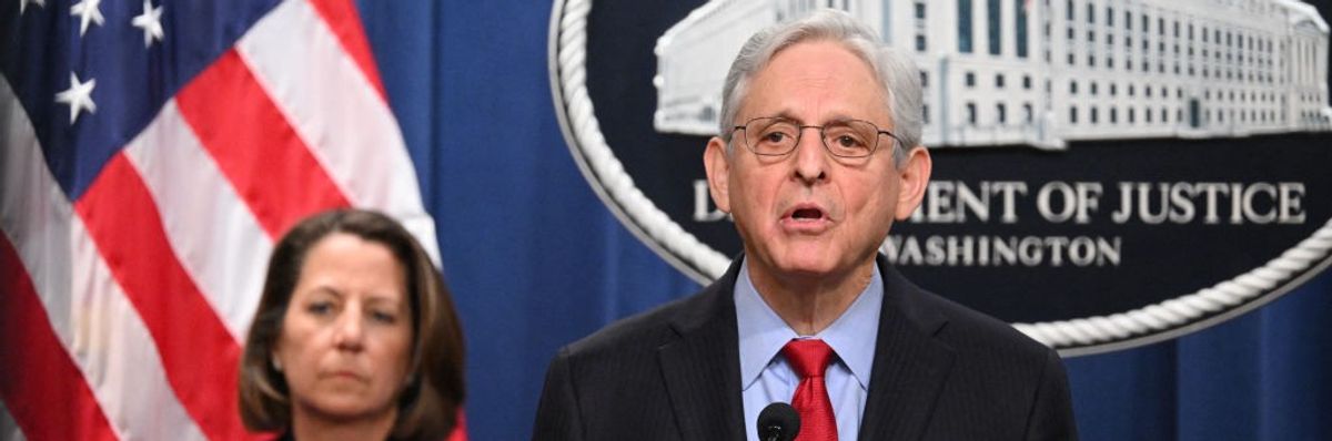 U.S. Attorney General Merrick Garland announces an antitrust suit against Apple.