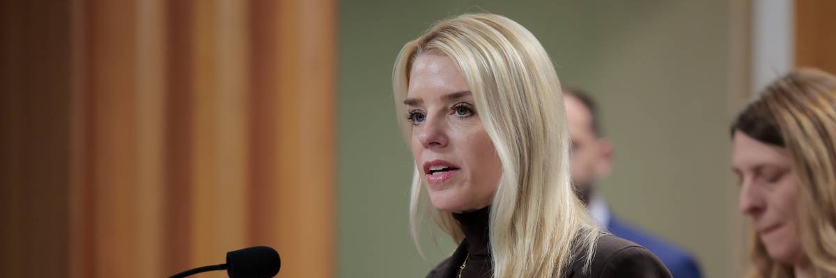 U.S. Attorney General Pam Bondi speaks during a news conference