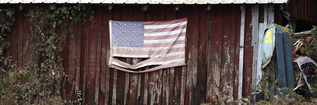 U.S. flag after hurricane.