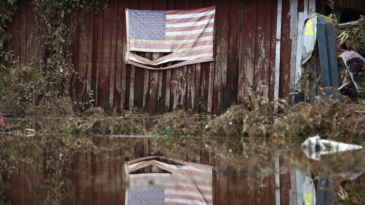 U.S. flag after hurricane.