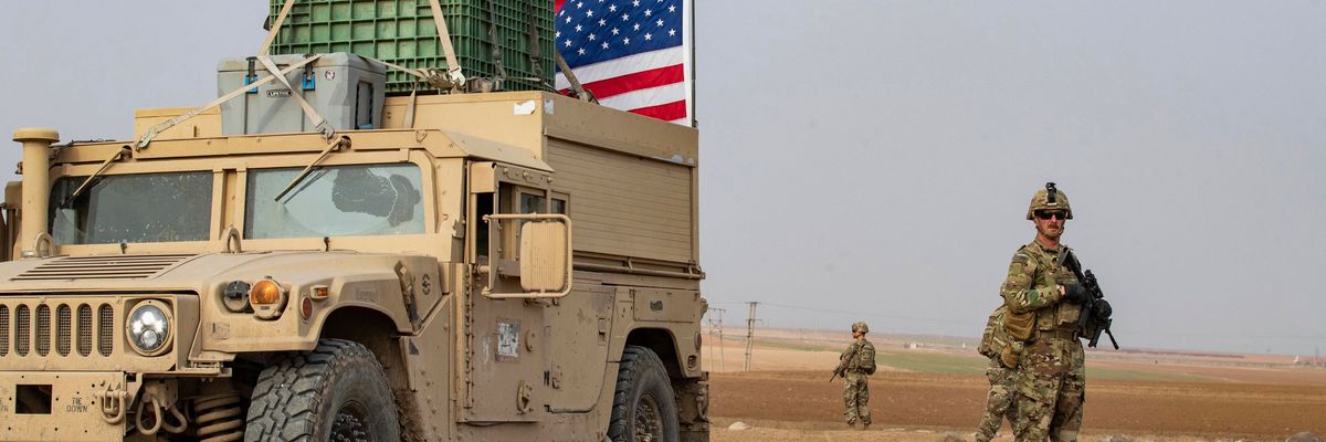 U.S. forces patrol an area in the town of Tel Maaruf in Syria's northeastern Hasakeh province