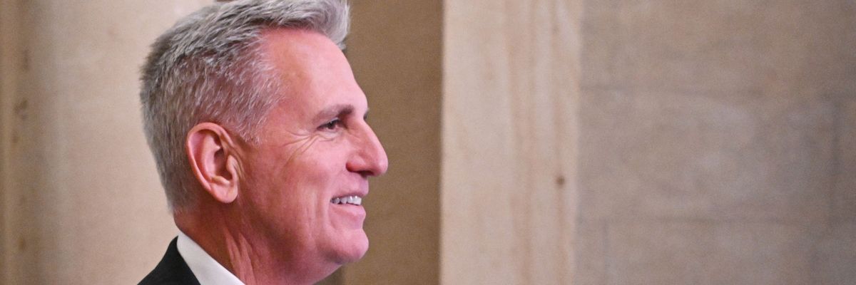 U.S. House Speaker Kevin McCarthy (R-Calif.) walks out of his office at the U.S. Capitol in Washington, D.C., on May 22, 2023.