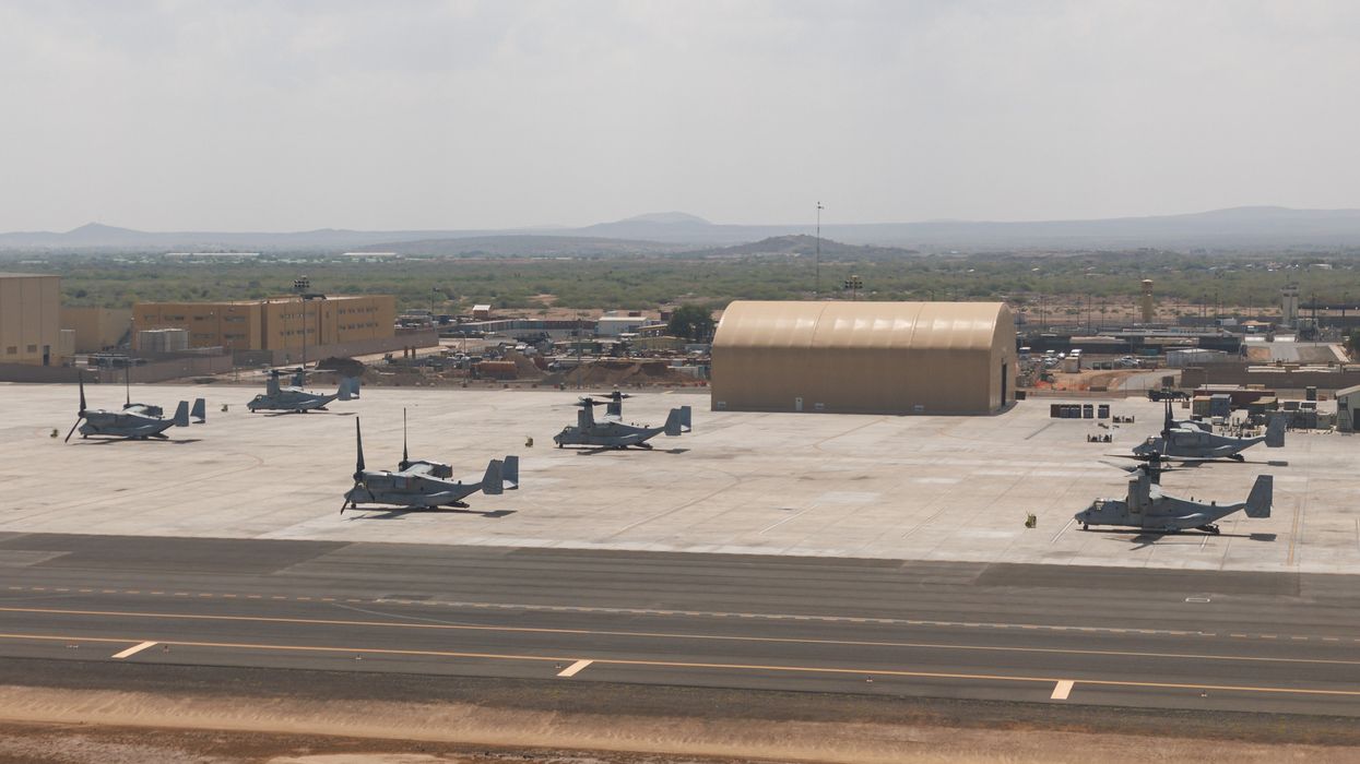 U.S. military aircraft are seen at U.S. Naval Base Camp Lemonnier