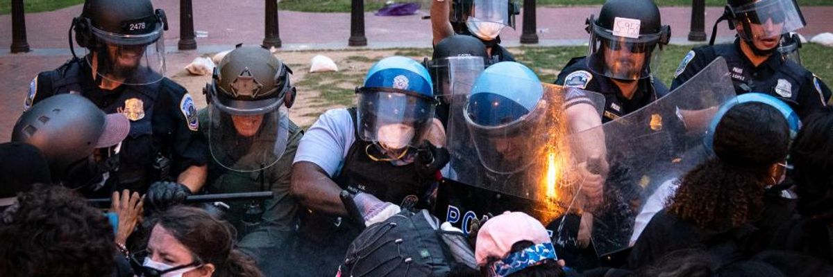 Secret Service Forces Press to Leave the White House as Police Use Pepper Spray and Batons to Beat Back Protesters