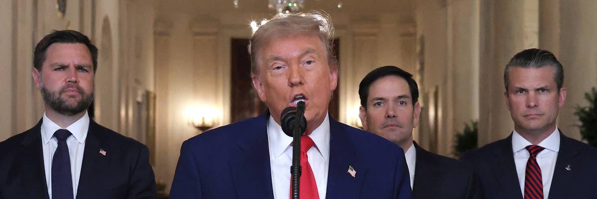 U.S. President Donald Trump addresses the nation