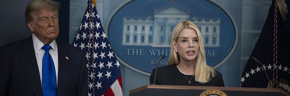 U.S. President Donald Trump and Attorney General Pam Bondi