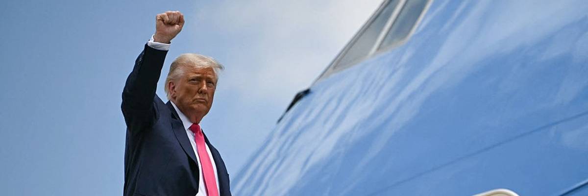 U.S. President Donald Trump boards Air Force One