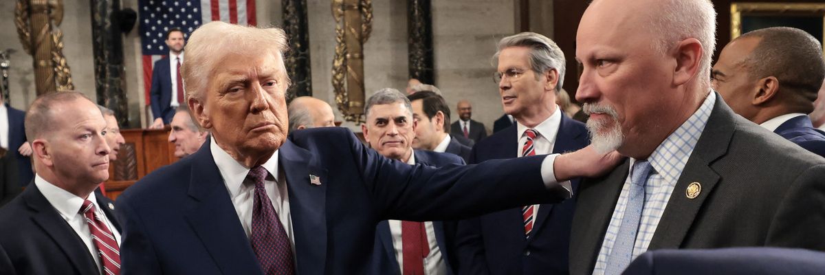 U.S. President Donald Trump greets U.S. Rep. Chip Roy (R-Texas)