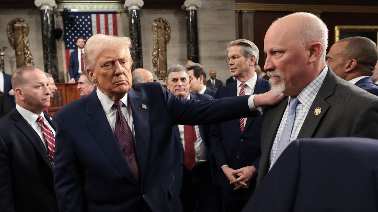 U.S. President Donald Trump greets U.S. Rep. Chip Roy (R-Texas)