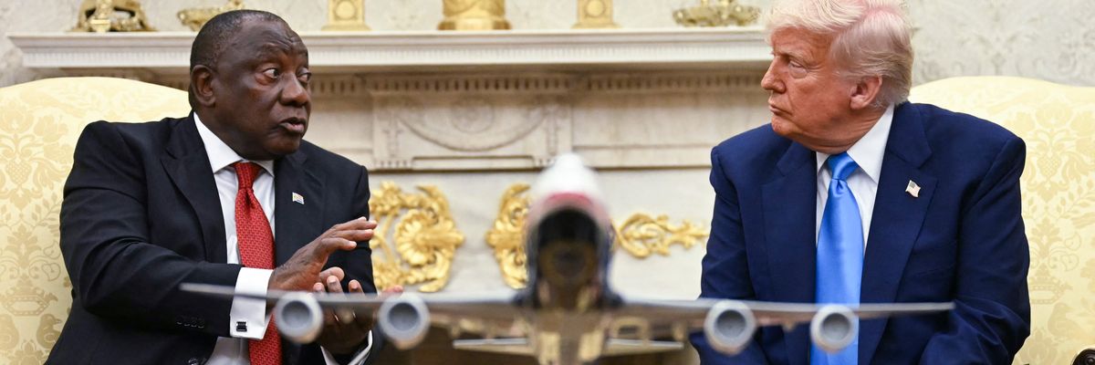 U.S. President Donald Trump meets with South African President Cyril Ramaphosa