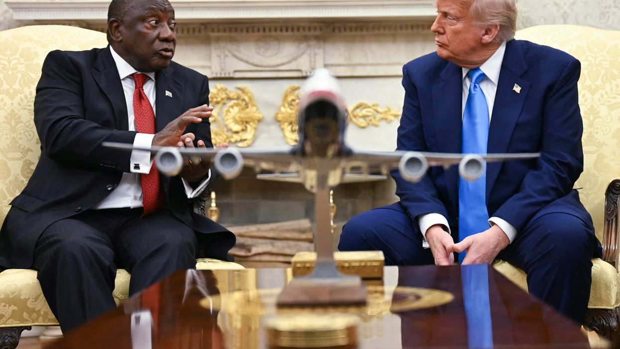 U.S. President Donald Trump meets with South African President Cyril Ramaphosa