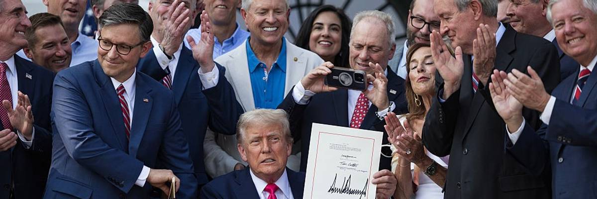 U.S. President Donald Trump signs the so-called One Big Beautiful Bill Act