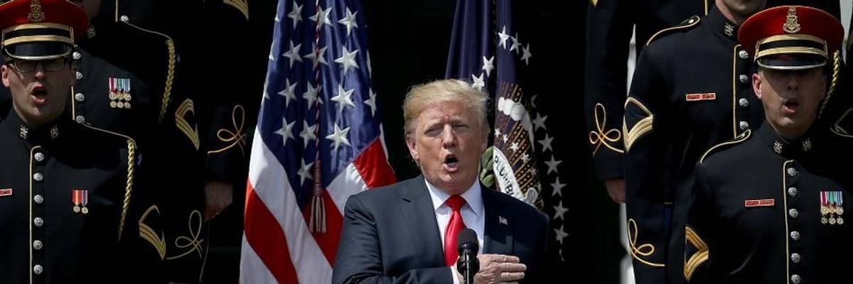 'God Bless Uh.....": It Once Again Looks Like Trump Doesn't Know Words to Song All Truly Great American Patriots Know By Heart