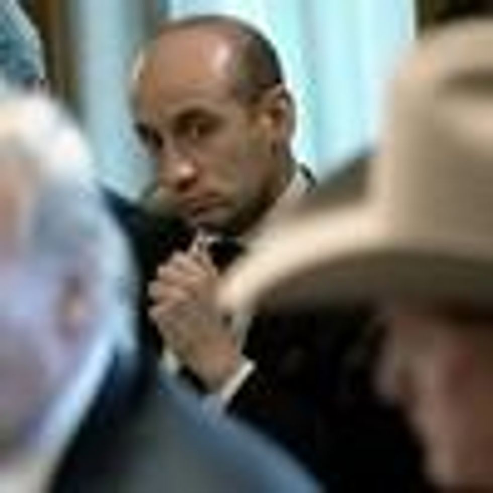 U.S. President Donald Trump speaks as senior adviser Stephen Miller (C) listens during a round-table discussion on border security and safe communities with state, local, and community leaders in the Cabinet Room of the White House on January 11, 2019. (Photo: Alex Wong/Getty Images)