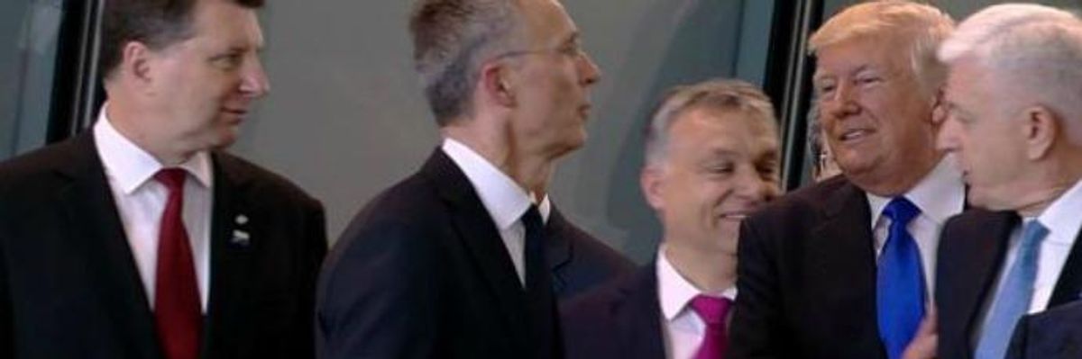 After Infamous 2017 Pushing of Prime Minister, Trump Has Gall to Call People of Montenegro "Very Aggressive"