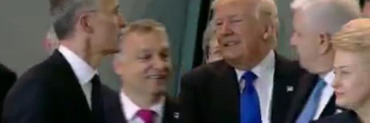 Rude Boy Trump Rebuked for Pushing Prime Minister Aside at NATO Summit