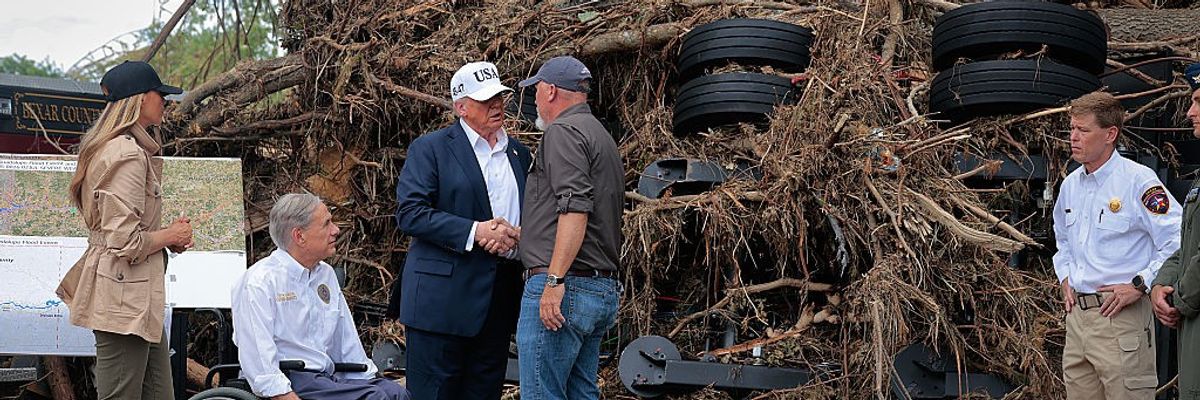 U.S. President Donald Trump surveys Texas flooding