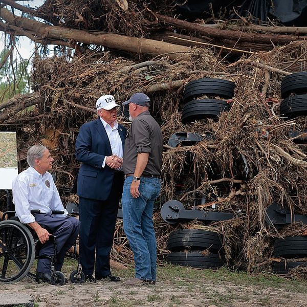 U.S. President Donald Trump surveys Texas flooding