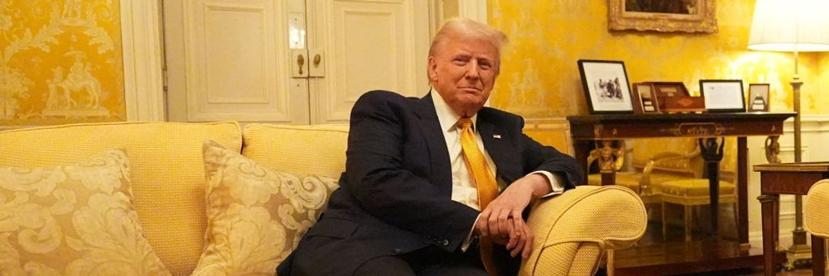 U.S. President-elect Donald Trump sits in the Salon Jaune room