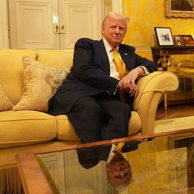 U.S. President-elect Donald Trump sits in the Salon Jaune room