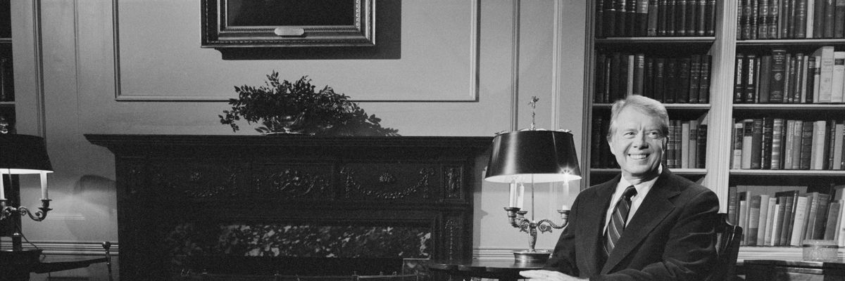 U.S. President Jimmy Carter at the White House during a fireside chat.