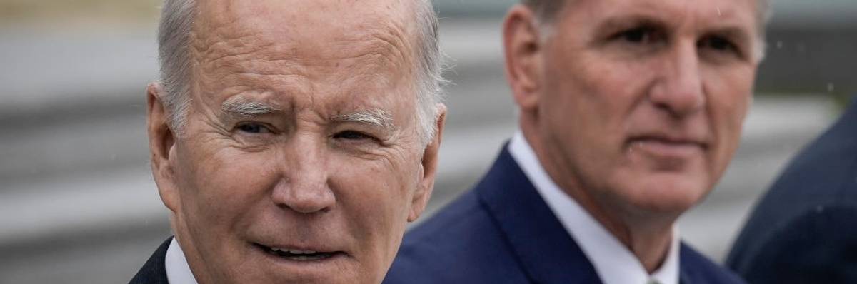 U.S. President Joe Biden and Speaker of the House Kevin McCarthy (R-Calif.)
