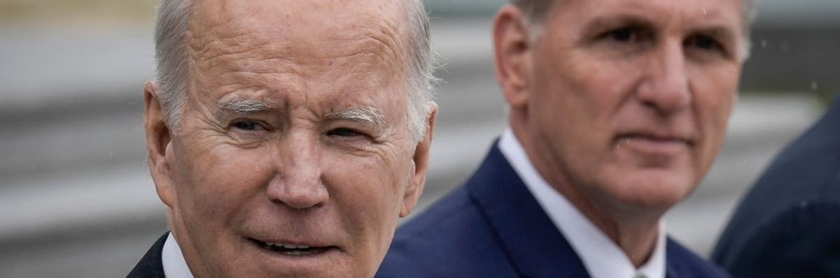 U.S. President Joe Biden and Speaker of the House Kevin McCarthy (R-Calif.)