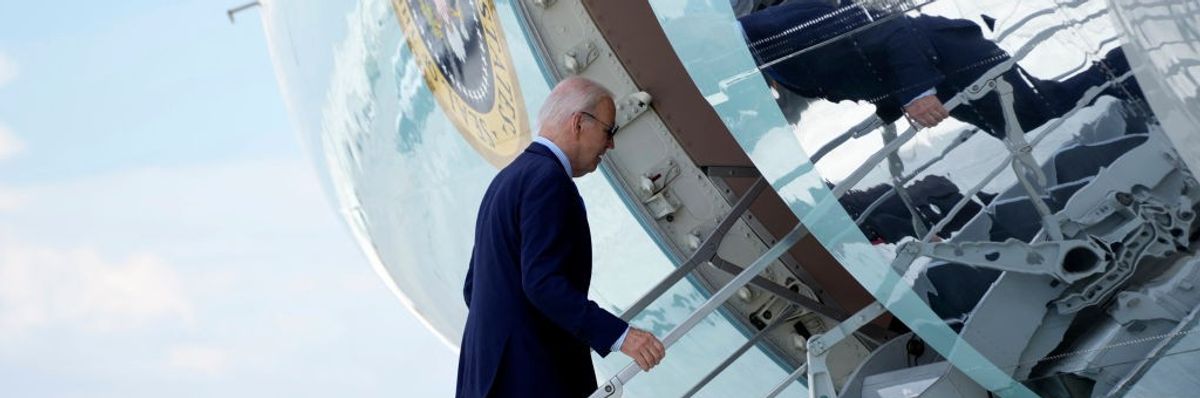 U.S. President Joe Biden boards Air Force One
