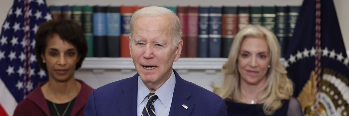 U.S. President Joe Biden delivers remarks on the February jobs report