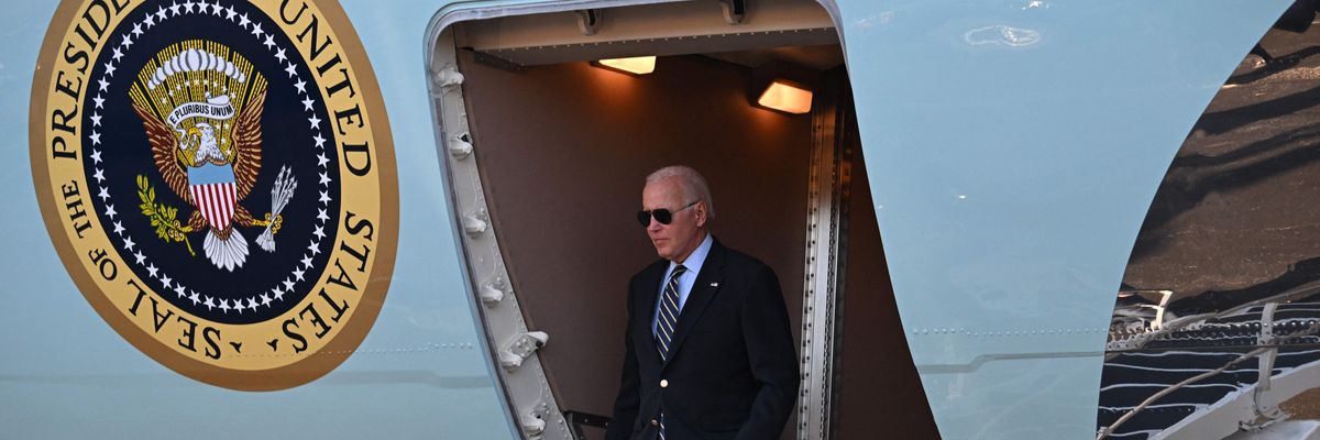 U.S. President Joe Biden disembarks Air Force One