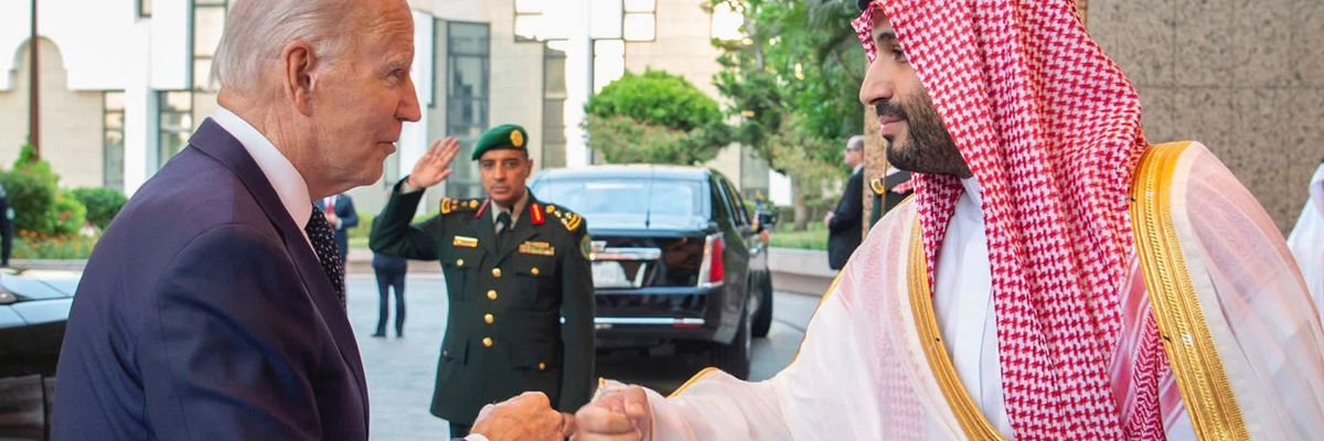 U.S. President Joe Biden fist-bumps the Saudi crown prince