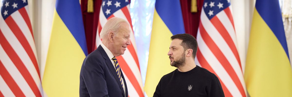 U.S. President Joe Biden meets with Ukrainian President Volodymyr Zelenskyy