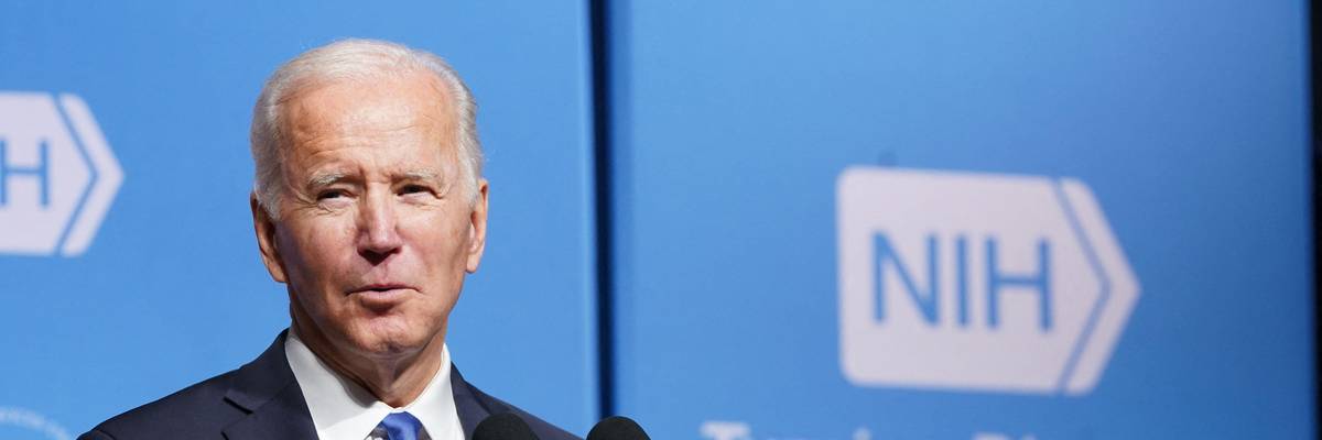 U.S. President Joe Biden speaks about his administration's response to the Omicron variant at the National Institutes of Health (NIH) in Bethesda, Maryland on December 2, 2021.