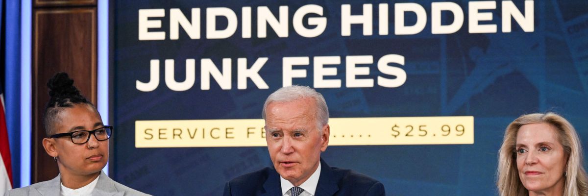U.S. President Joe Biden speaks about protecting consumers from junk fees