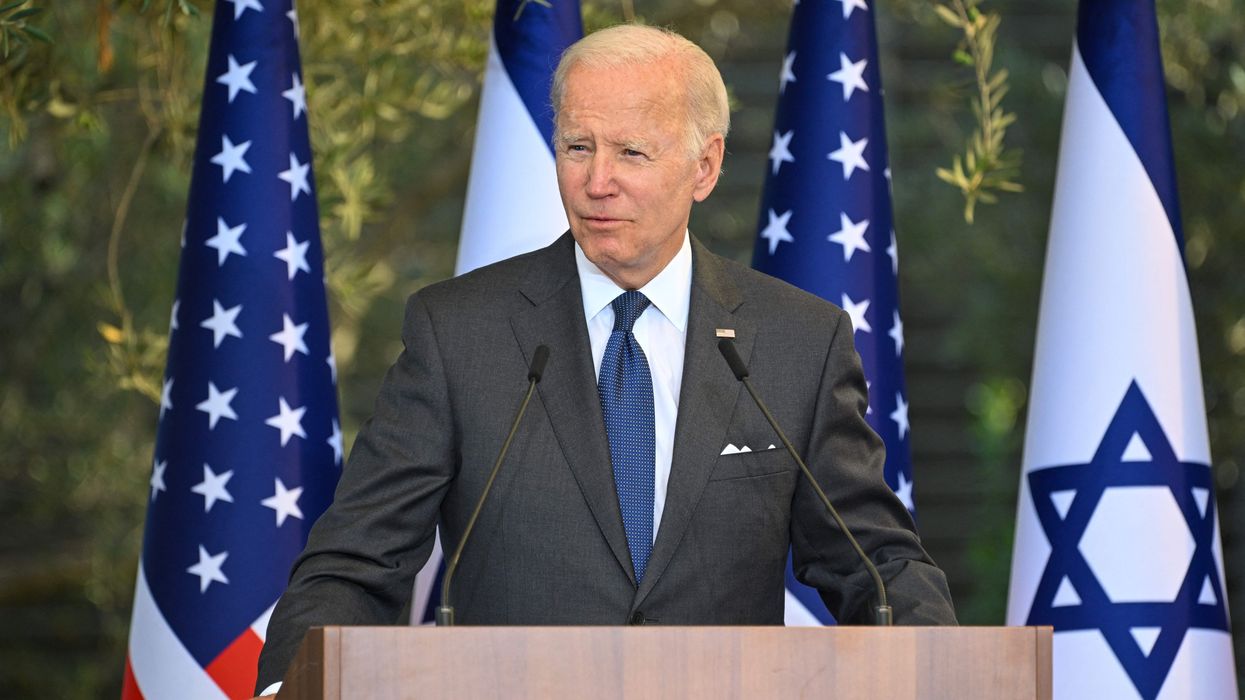 U.S. President Joe Biden speaks before receiving the Presidential Medal of Honor from his Israeli counterpart in Jerusalem on July 14, 2022.