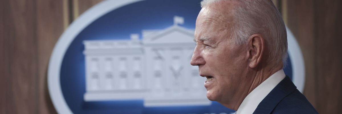 U.S. President Joe Biden speaks during an event 